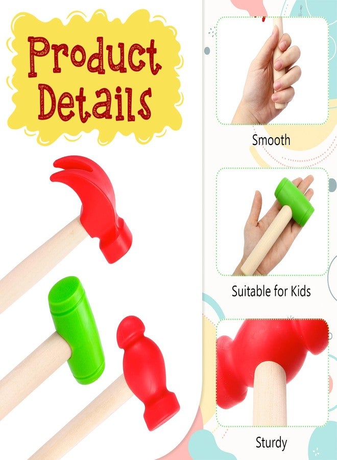 VICROIC 3 PCS Toy Hammers, Wooden Hammer Toys Mallets, Simulation Fake Plastic Maintenance Tools for Birthday Party Supplies - Image 3